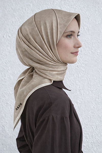 Aker Jacquard Sura Silk Scarf 7208406 - 331 Syr52988 Cream Maze Pattern