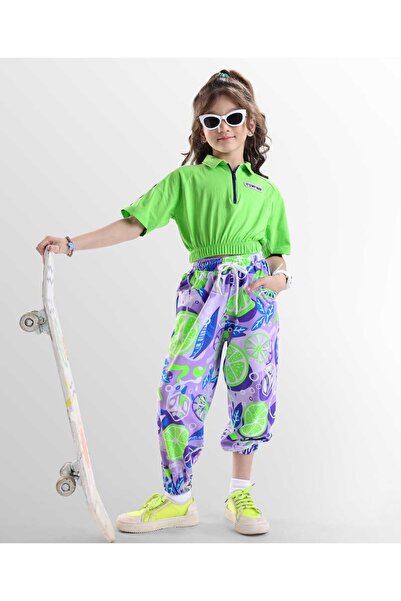 Ollington St. طقم مكون من قميص بولو وبنطال رياضي مطبوع من القطن المحبوك بنصف ...