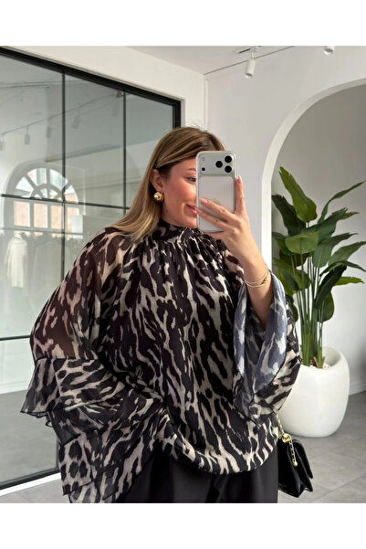 My Blog Black Tie-Dye Chiffon Blouse - 5024