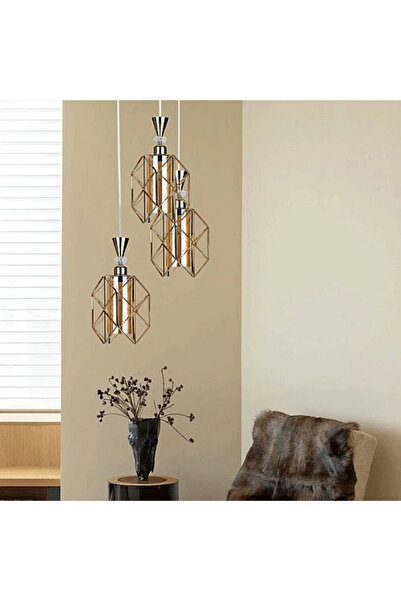 Humer نجف علاقي مودرن ثلاثي ذهبي E27*3L