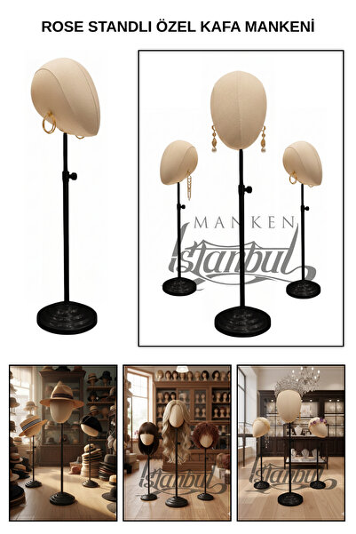 Manken İstanbul Özel Metal Standlı Kafa Mankeni Peruk Mankeni Aksesuar Manken...