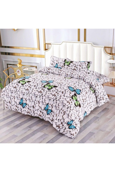 OEM Bed linen, Cocolino, 2 persons, 4 pieces, gray, stone and butterfly print...
