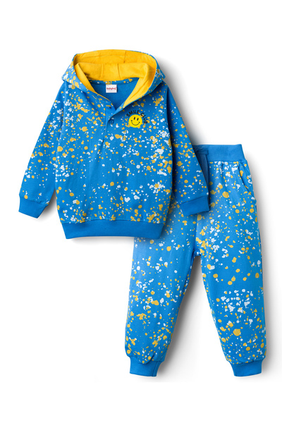 Babyhug Terry Knit Full Sleeves Hooded T-Shirt and Joggers with Smiley Print ...