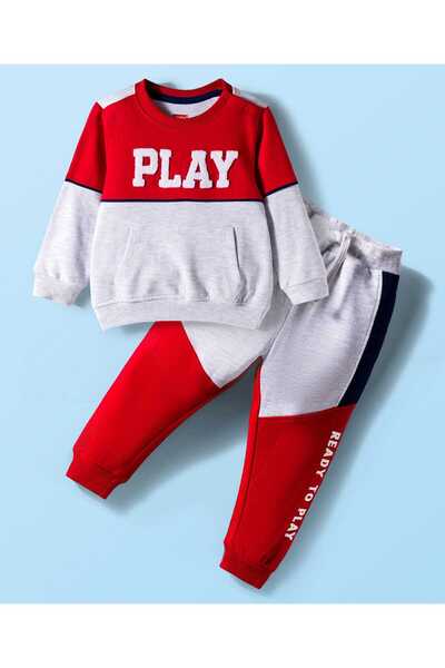 Babyhug Terry Knit Full Doctor Sleeve Color Block TShirt&Joggers Set Play Tex...