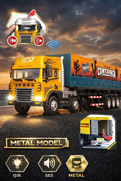craftivio Metal Kabin Işıklı Sesli Konteyner Tır Oyuncak - 38 cm Büyük Boy Çe...