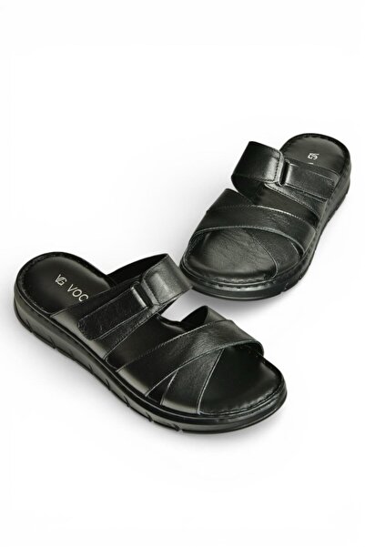 Fox Shoes Y555532503 Black Genuine Leather Women's Slippers