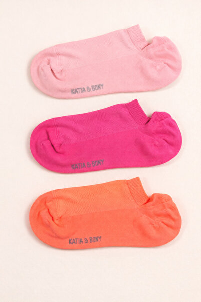 Katia&Bony Women's 3-Piece Basic Step Socks Pink Mix