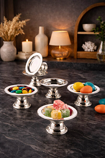 Anadolu Saray 6’lı Gümüş Kaplama Sert Mika Plastik Lokumluk | Şık Kahve Yanı ...