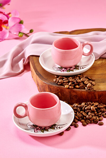 ers erbaşlar Pera Pink Floral Gift Coffee Cup Set for 2, Cup Set