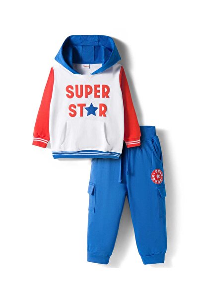 Babyhug Terry Knit Full Sleeve Hooded TShirt & Joggers Set Kangaroo Pockets &...