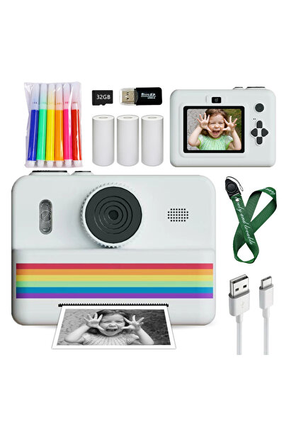 choice2 كاميرا فورية للأطفال من رينبو وايت مزودة ببطاقة ذاكرة سعة 32 جيجابايت...