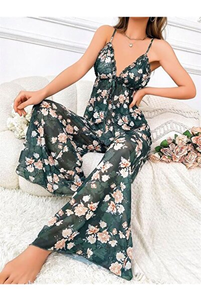 byasafkids Özel Tasarım Çiçek Desenli Salaş Kesim 2'li Takım