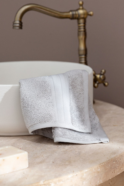 Madame Coco Martha 2-Pack (Tencel) ™ ) Cotton Hand Towel - Light Gray - 30X45 cm