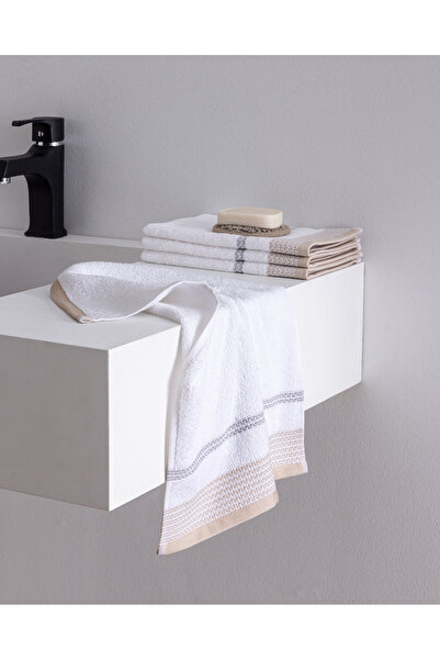 Madame Coco Luth 4-Pack Cotton Hand Towels - Beige/Grey - 30X45 cm