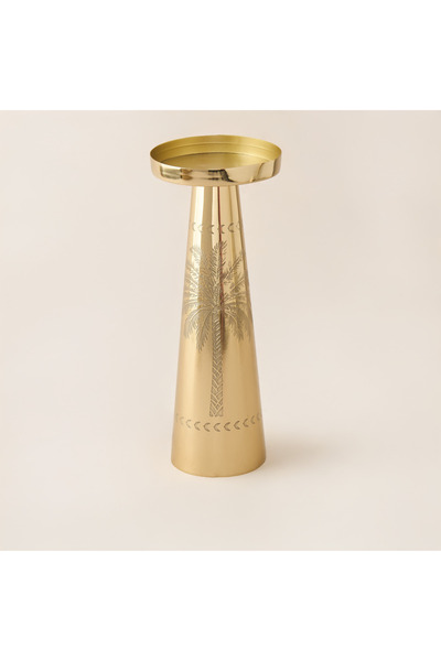 Lifestyle حامل شموع معدني عمودي محفور عليه شجرة نخيل - 26 سم