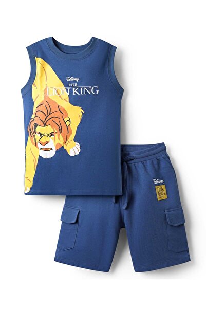 Pine Kids Disney طقم تيشيرت بدون أكمام وشورت من قماش تيري المحبوك، مزين برسوم...