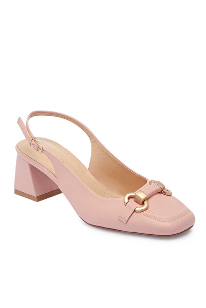 Tergan Pembe Hakiki Deri Kadın Topuklu Ayakkabı - K25Y1AY67802-A60