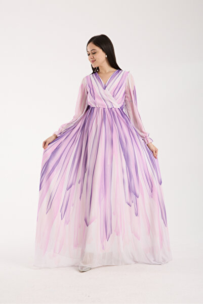 Stylish Stylish chiffon dress with blended colors