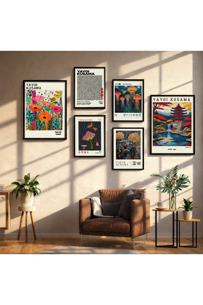 Marktna A set of modern-designed canvas paintings with a hollow gold frame