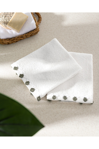 Madame Coco Jeanne Crocheted 2-Piece 100% Cotton Hand Towels - Ecru - 30X40 cm