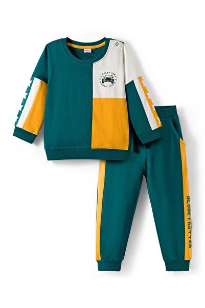 Babyhug Terry Knit Full Sleeves T-Shirt & Jogger Set Ready For Road Trip Text...