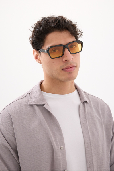 Chunky Frame Abel Unisex New Season Ultra Light Orange Uv400 Rectangular Plas...