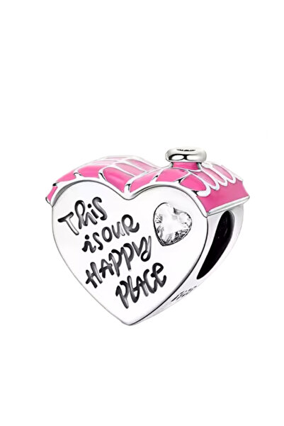 Fubena Pink Heart House Bead Charm