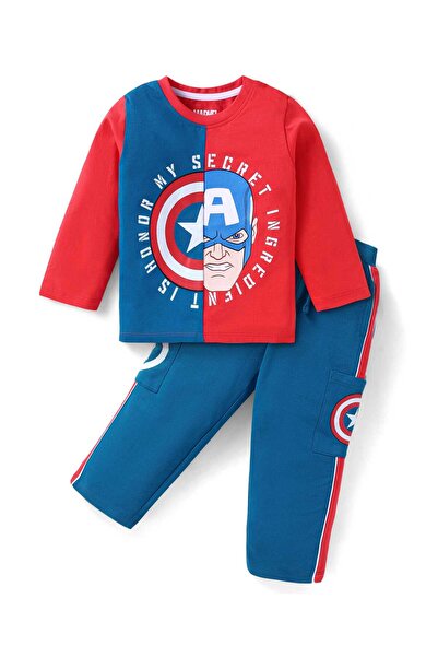 Babyhug Marvel Single Jersey Knit Top & Lounge Pant Set with Avengers Graphic...