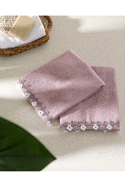 Madame Coco Jeanne Crocheted 2-Piece 100% Cotton Hand Towels - Lilac - 30X40 cm