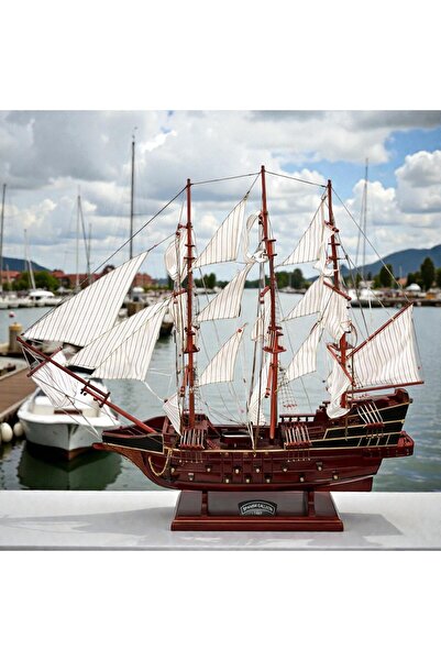 Kuzey Tacı El Yapımı Ahşap Tarihi Yelkenli Gemi Maketi Dekoratif Koleksiyonlu...