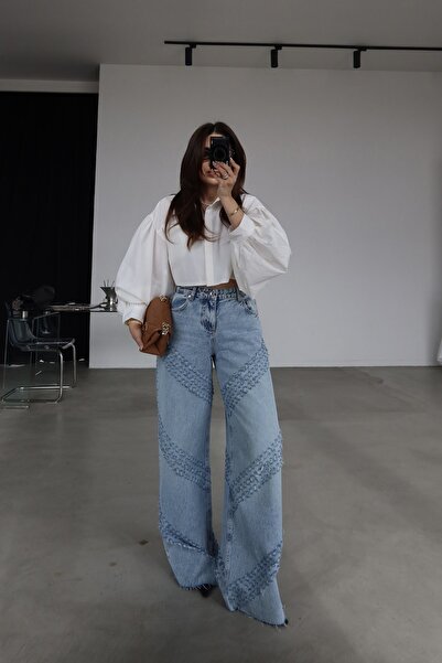 Özge Özgenç Laser Cut Wide Fit Jeans