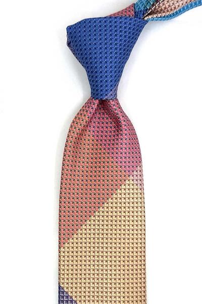 Kravatkolik Cravată clasică cu model de puncte și patchwork multicolor KK13374