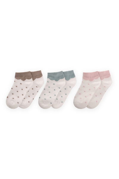 Cigit Triple Polka Dot Booties Socks 5-12 Years Mint, Mink, Powder