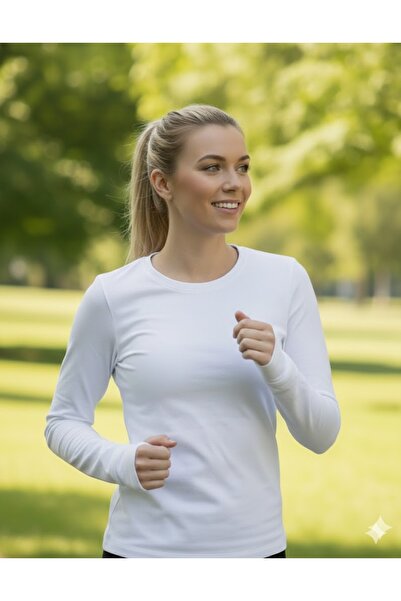 LADY HAZAL Black Crew Neck Slim Fit Soft Touch Fingerless Athlete Oversized S...