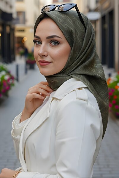 İmajButik Khaki Soft Digital Cotton Scarf