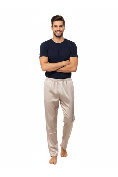 Oppland Men's Satin Fabric Pajama Pants Solid Color Elastic Waist No Pocket W...