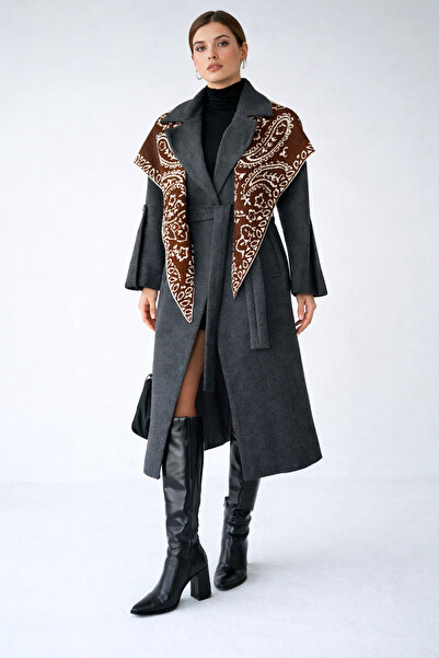 Wega Moda Patterned Triangle Double-Sided Shoulder Shawl – Women's Knitwear S...