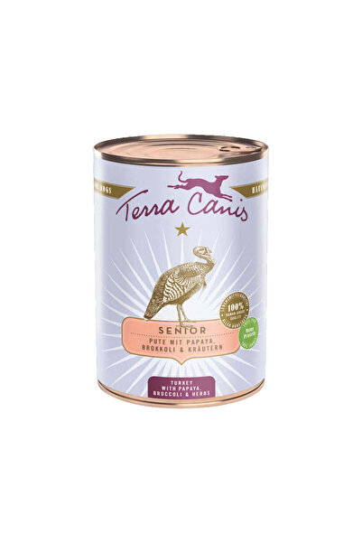 Terra Canis طعام رطب للكلاب الكبيرة في السن بنكهة الديك الرومي مع البابايا وا...