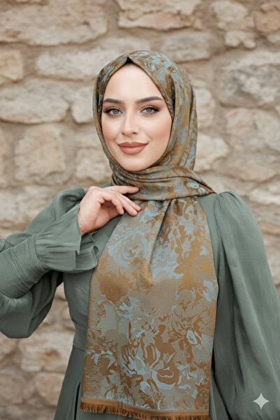 Solo İpek Gül Desenli Etnik Çift Taraflı Şal