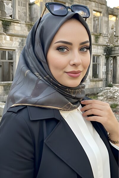 İmajButik Black Smoked Soft Digital Cotton Scarf