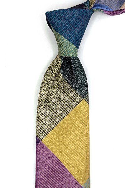 Kravatkolik Cravată clasică cu model nisip și patchwork multicolor KK13379