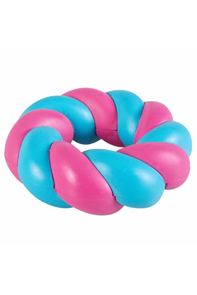 Ebi لعبة كوكو مالو رينج المطاطية القوية للكلاب - وردي وأزرق / 11 × 3.7 سم