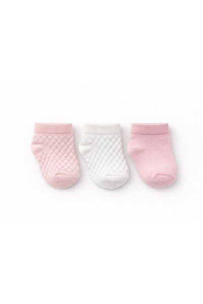 SOLDE SOCKS 3’lü Set Bebek Pamuklu Günlük Çorap – Düz & Kabartmalı Baklava De...