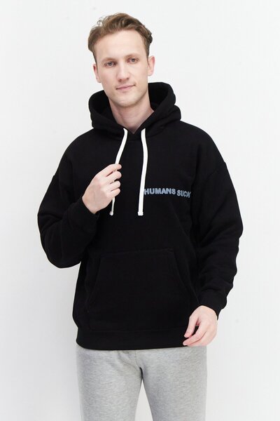 Diesel Men Graphic Hooded Sweatshirt, Black