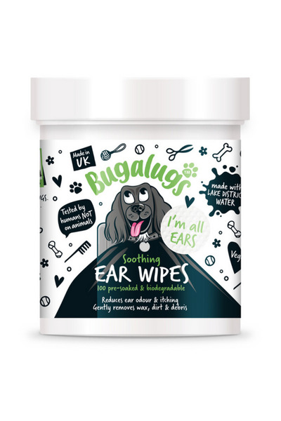 Bugalugs مناديل أذن مهدئة وقابلة للتحلل الحيوي للكلاب والقطط - 100 منديل