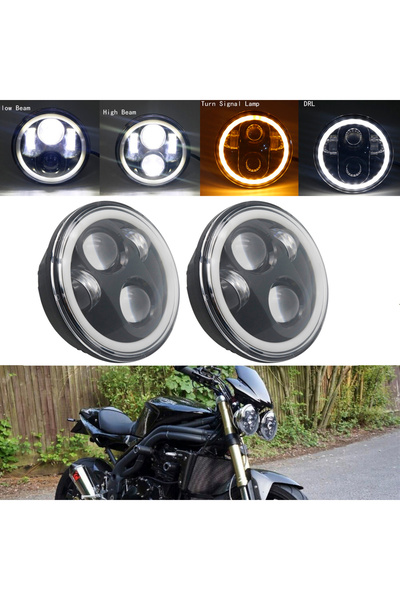 Choice7 black 2x 5.75 inch LED Headlight High/Low Beam Halo for 3 & Speed Tri...