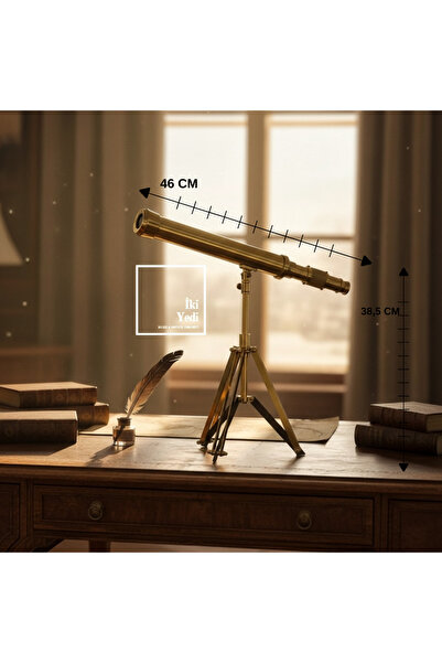 İki Yedi Konsept Clodius Gold Vintage Teleskop Dekoratif Obje – Tripodlu Masa...