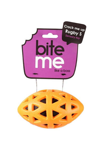 Ebi Bite Me 'Crack Me Up' Rugby Sensory Dog Toy - ORANGE/19X10X10CM