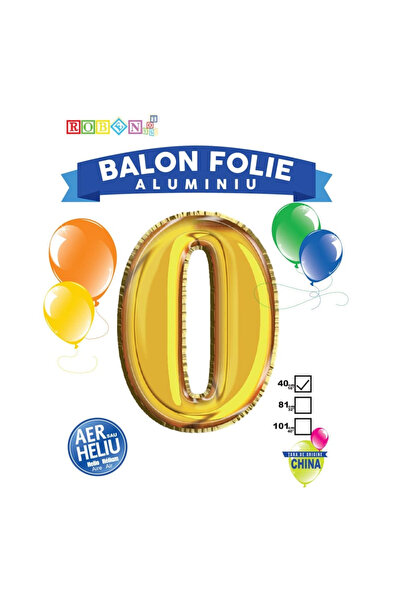 OEM Balon, folie aluminiu, auriu, cifra 0, 40 cm