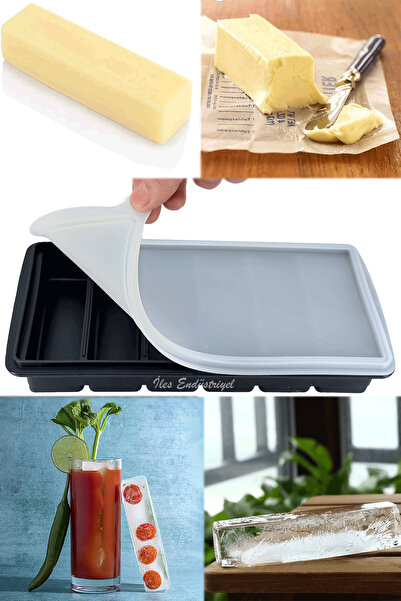 Eysigo Premium Silikon Çubuk Buz Kalıbı 6 Bölmeli, Kapaklı Siyah